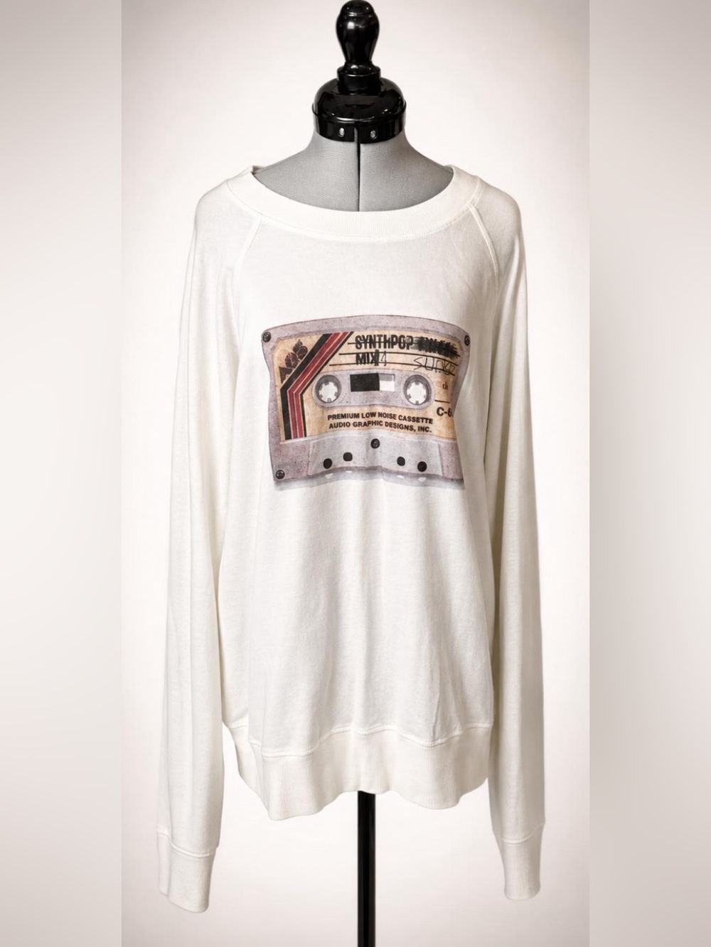 Band Of Outsiders Crewneck Sweatshirt w/Cassette Tape graphic, SynthPop, XL, EUC